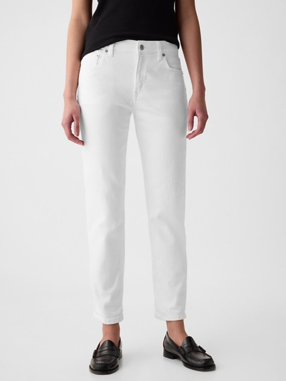 Gap "Girlfriend Mid Rise "White Denim Jeans - 32/14 Long